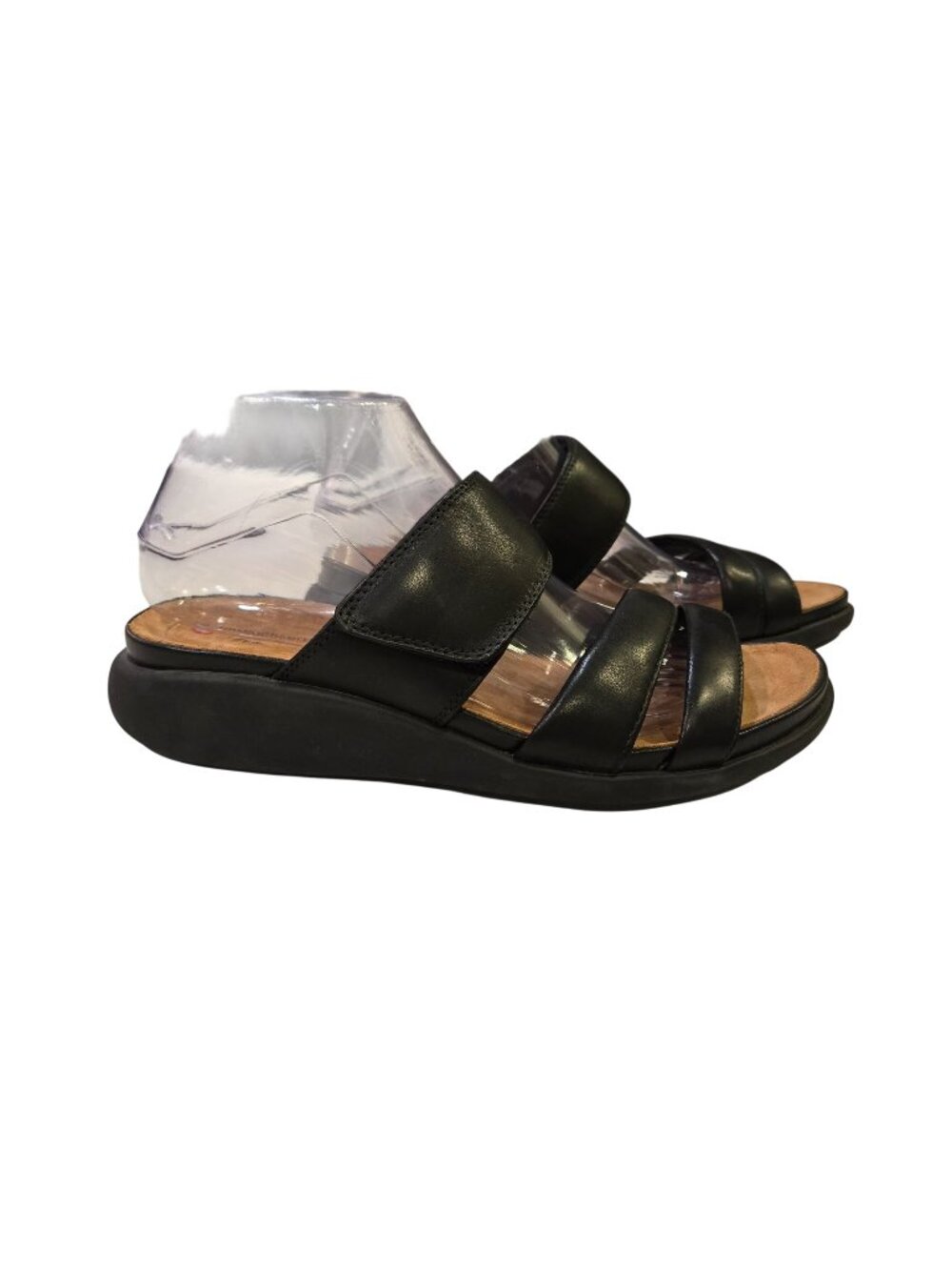 Clarks Unstructured Collection Un Bali Way Black Leather Sandals Size 8 NEW